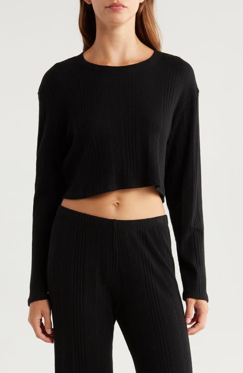Andine Maeve Palermo Rib Long Sleeve Crop Top In Black