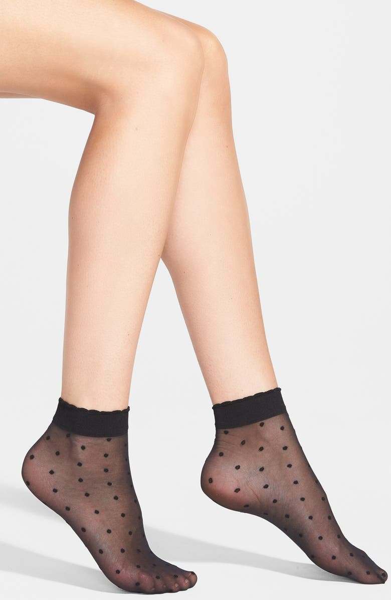Nordstrom Sheer Pin Dot Anklet Socks, Main, color, 