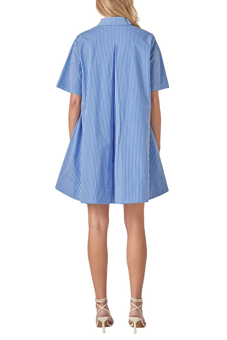 Short Sleeve A-Line Shirtdress, Alternate, color, BLUE STRIPE