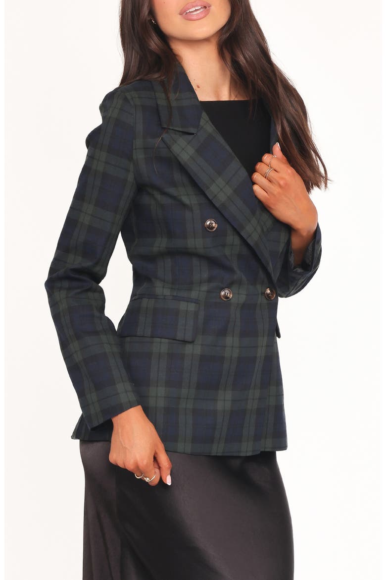 Juliette Plaid Double Breasted Blazer, Alternate, color, GREEN PLAID