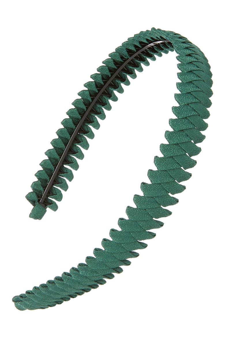 Crinkle Cut Headband, Main, color, GREEN