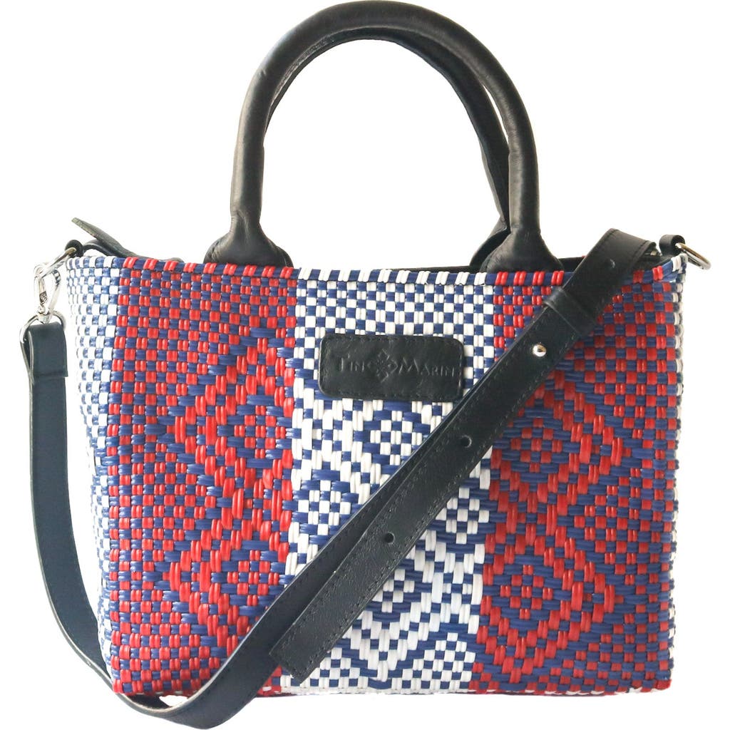 Tin Marin Small Woven Crossbody Bag With Leather In Multi