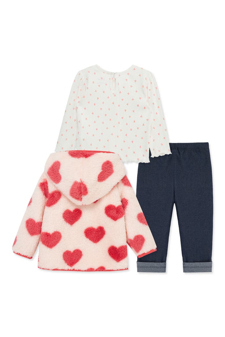 Heart Fleece Hoodie, Long Sleeve Top & Leggings Set, Alternate, color, PINK MULTI