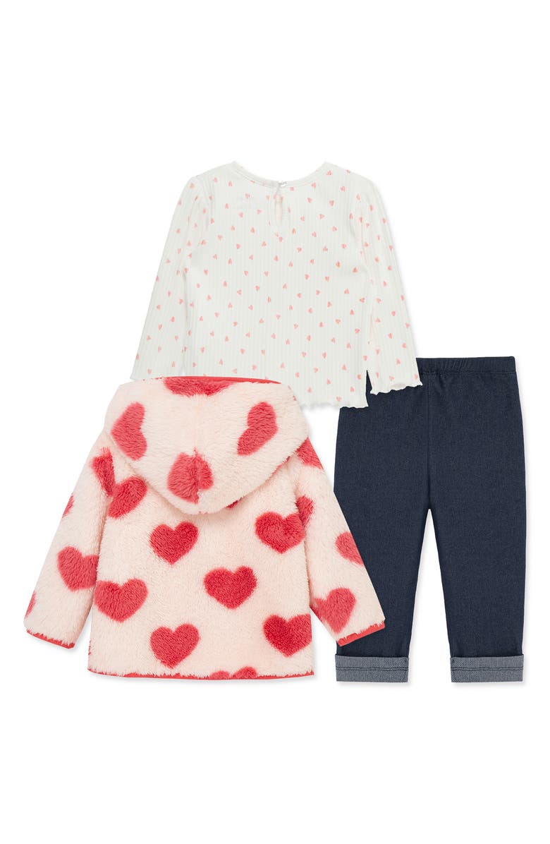 Little Me Heart Fleece Hoodie, Long Sleeve Top & Leggings Set, Alternate, color,