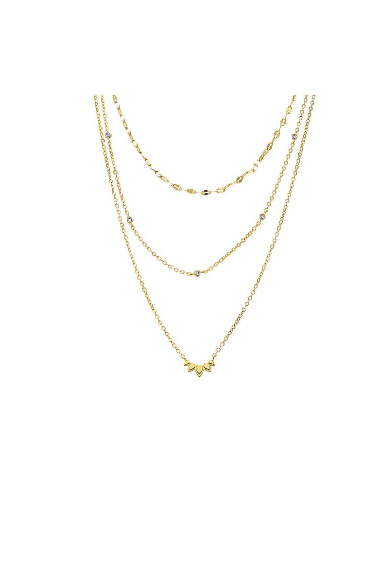 Three In One Dainty CZ Chain Necklace, Main, color, Gold