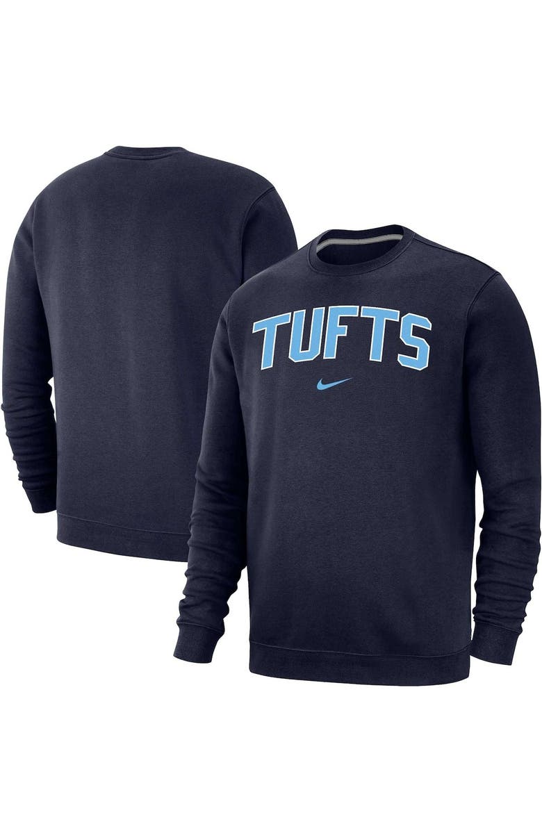 Nike Men's Nike Navy Tufts University Jumbos Arch Club Fleece Pullover Sweatshirt, Main, color,