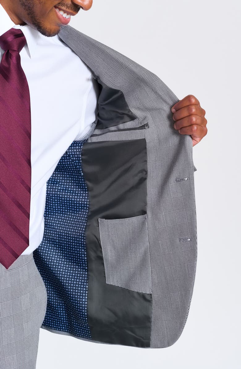 SAVILE ROW CO Gray Glenplaid Print Trim-Fit Suit, Alternate, color, Black