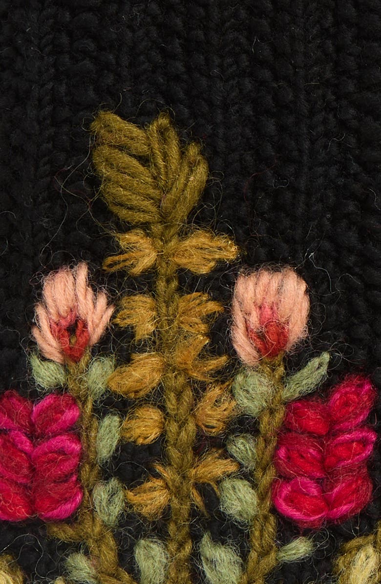 FRENCH KNOT Meadow Handwarmer Wool Fingerless Gloves, Alternate, color, Black