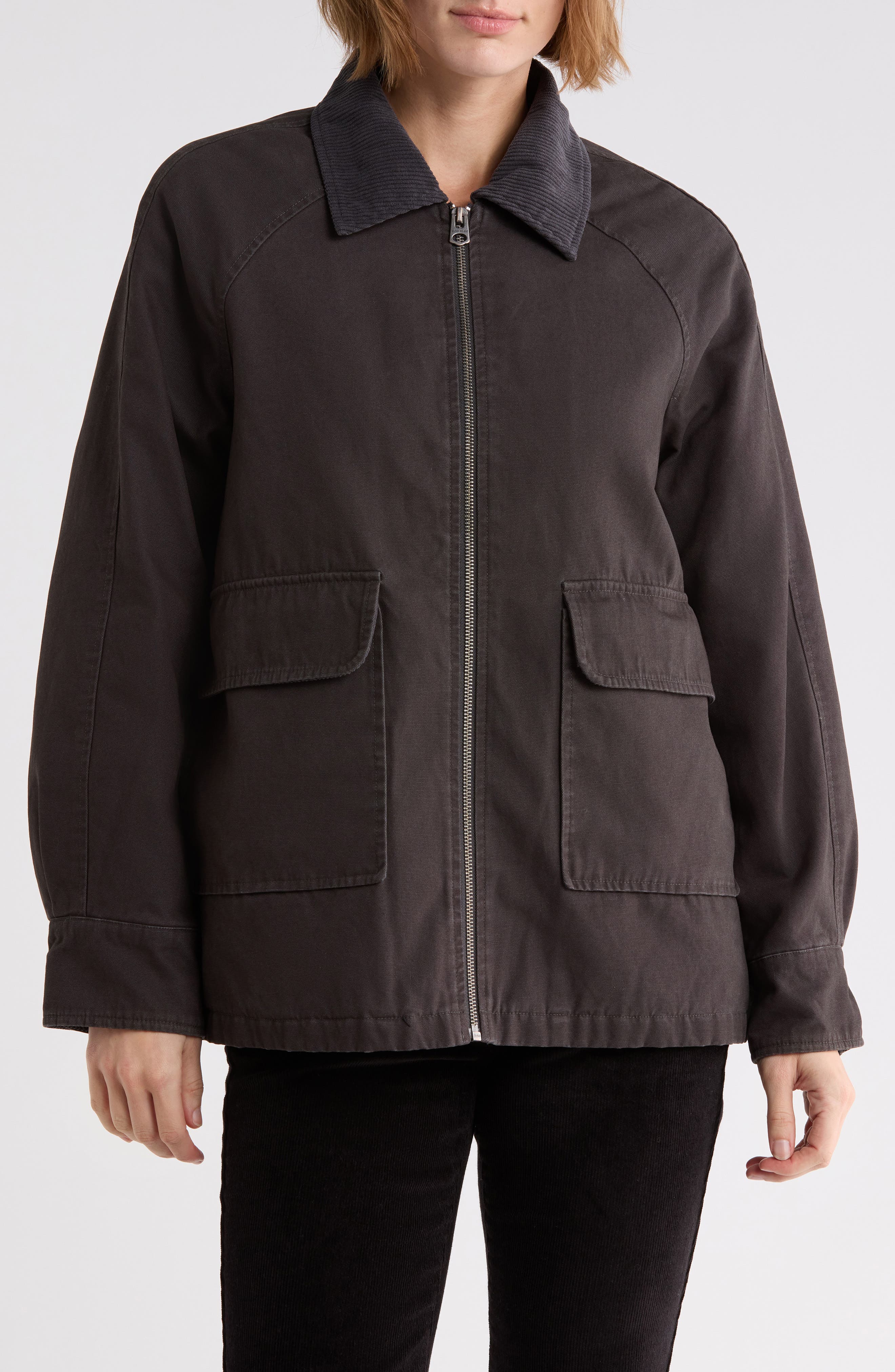 Zip Front Patch Pocket Barn Jacket