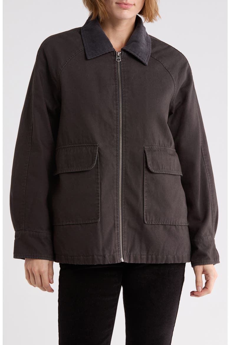 Zip Front Patch Pocket Barn Jacket, Main, color, GUNMETAL