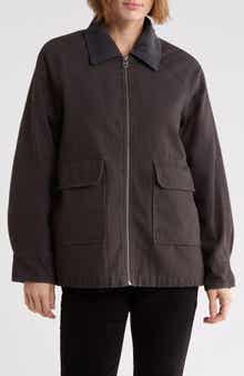 Zip Front Patch Pocket Barn Jacket