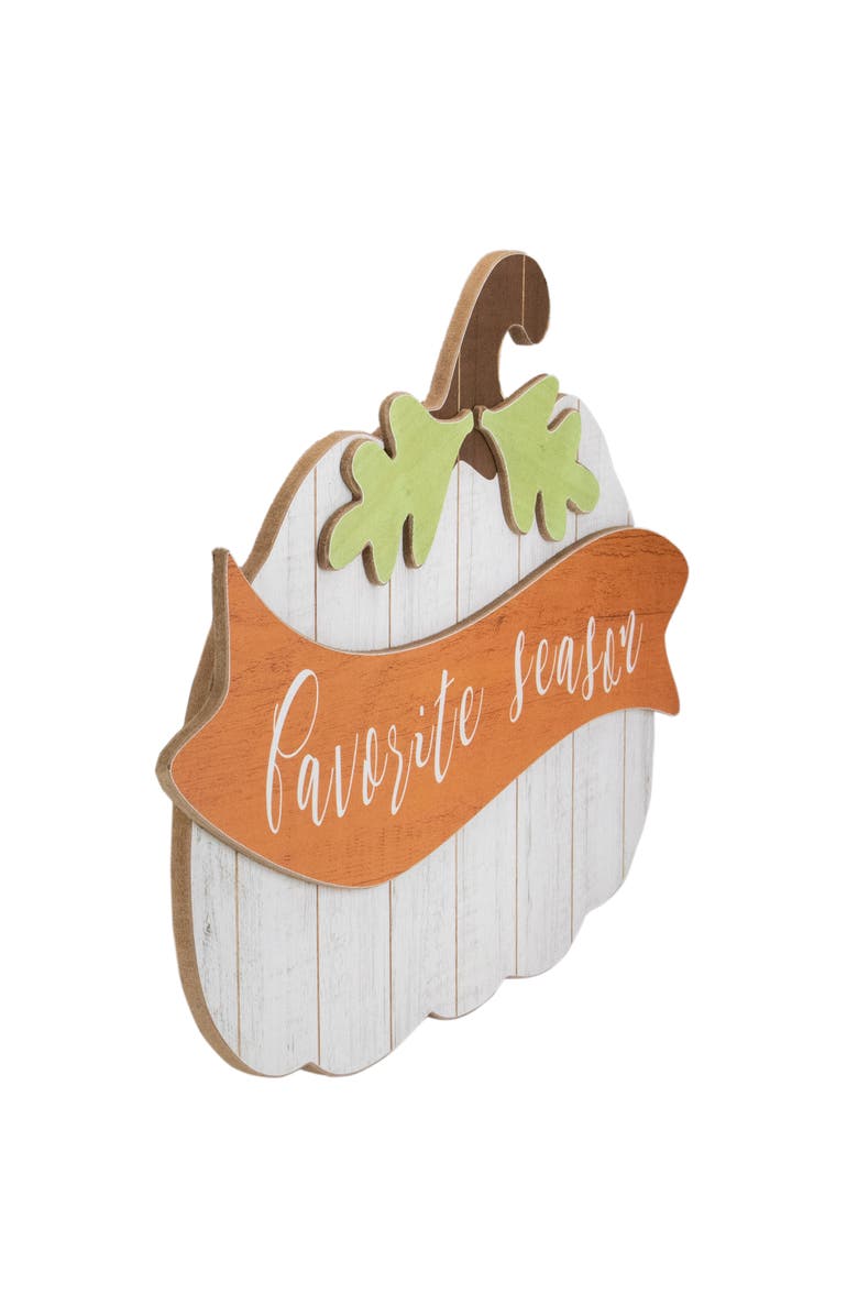Northlight 19" White Wooden Pumpkin Favorite Season Hanging Wall Sign, Alternate, color, White