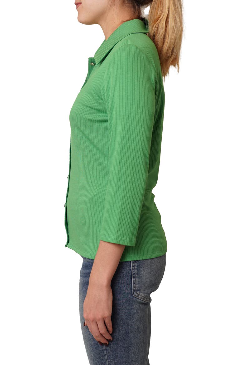 Buttoned Ribbed Knit Top, Alternate, color, ONLINE LIME
