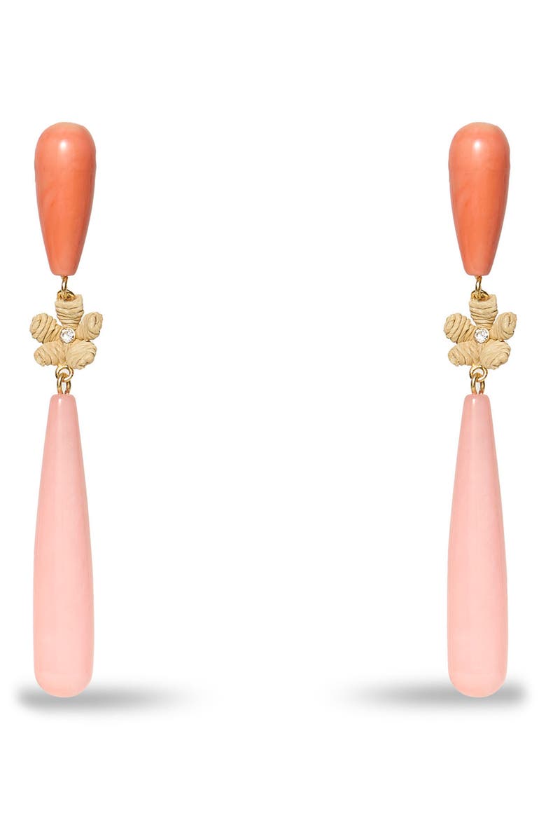 Flamingo Linear Drop Earrings, Main, color, CORAL/ PINK