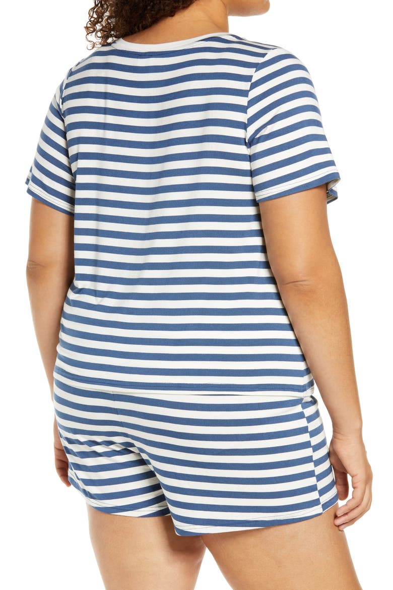 Moonlight Dream Short Pajamas, Alternate, color, NAVY DENIM EVEN STRIPE