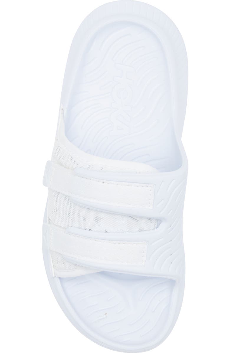 HOKA Gender Inclusive Ora Luxe Slide Sandal, Alternate, color, White / White