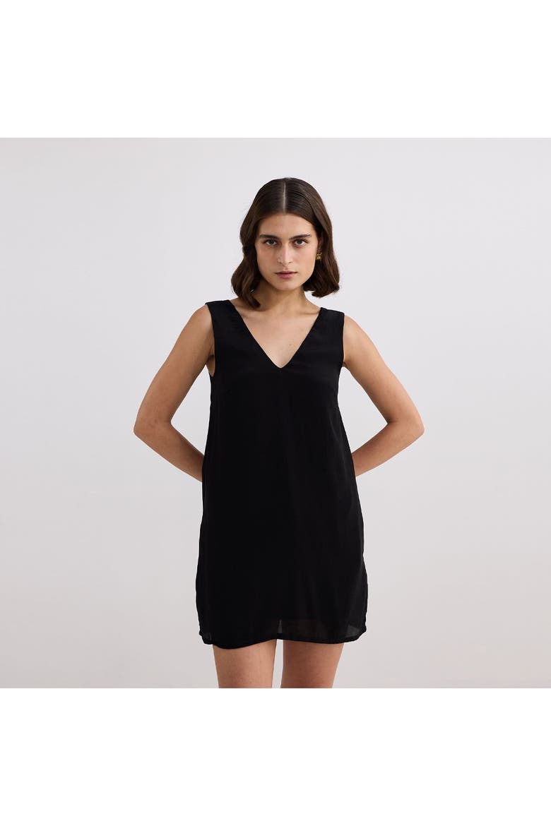 Midnight Muse V-neck Short Dress in Black, Alternate, color, Black