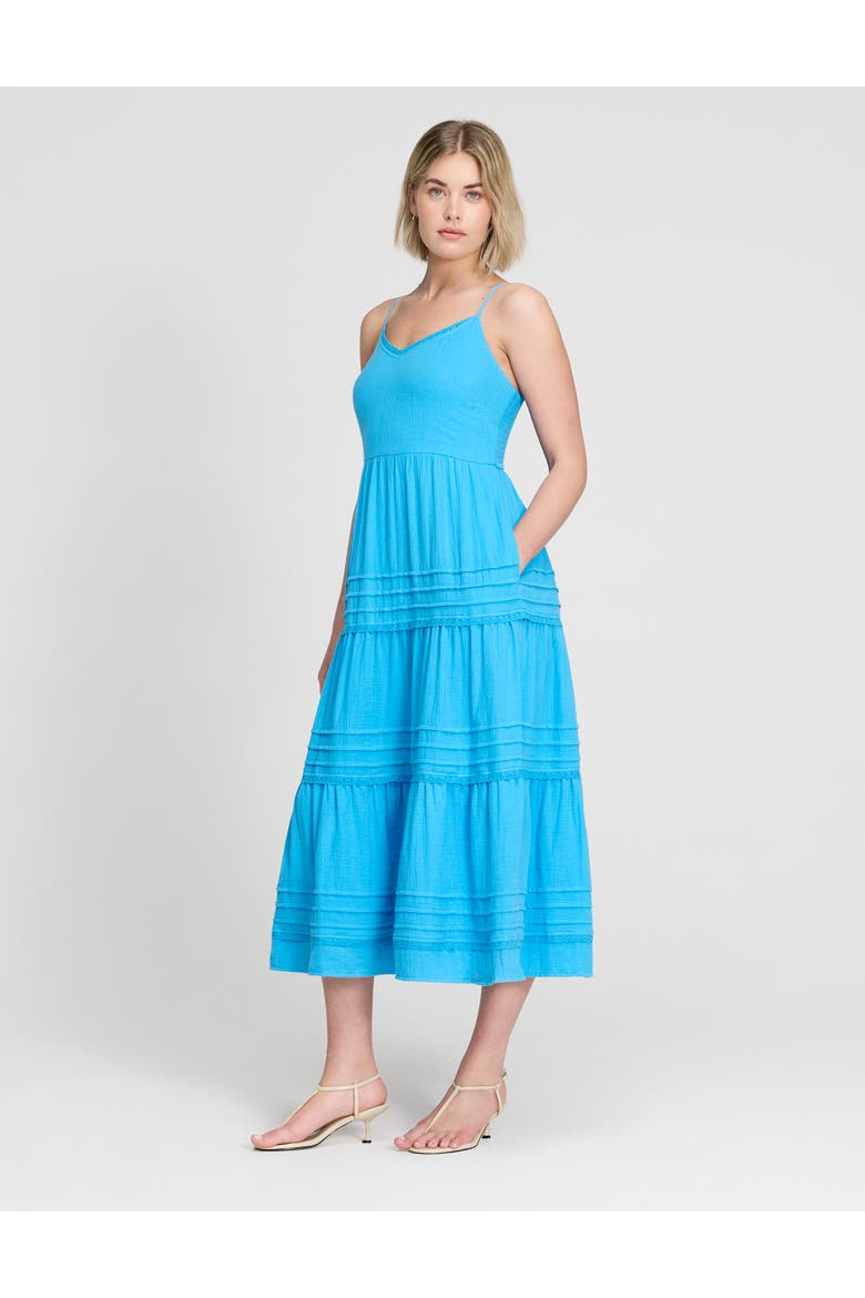 Hazel Cotton Cheesecloth Midi Dress, Alternate, color, Blue