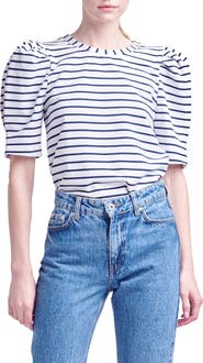 English Factory Stripe Puff Sleeve Top