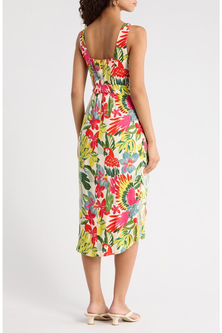 Wissa Tropical Faux Wrap Midi Sundress, Alternate, color, BRIGHT-MULTI