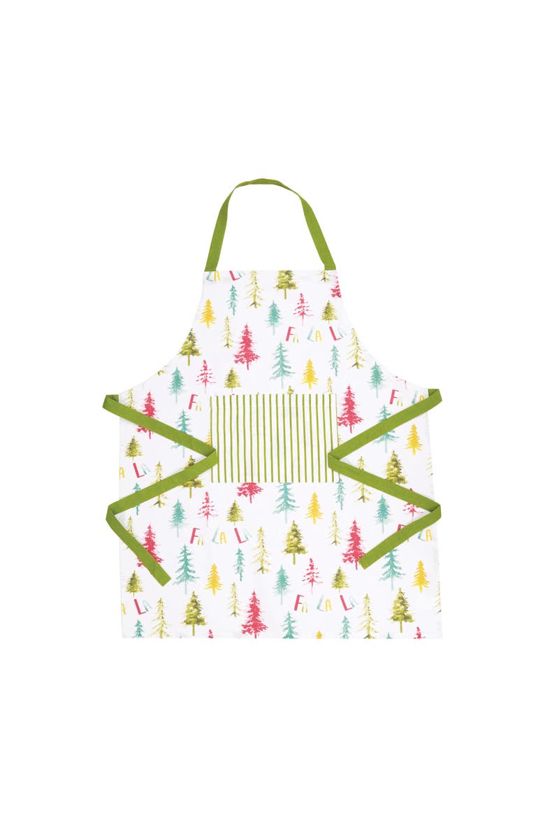Winter Wonderland Trees 100% Cotton Christmas Apron, Main, color, Green