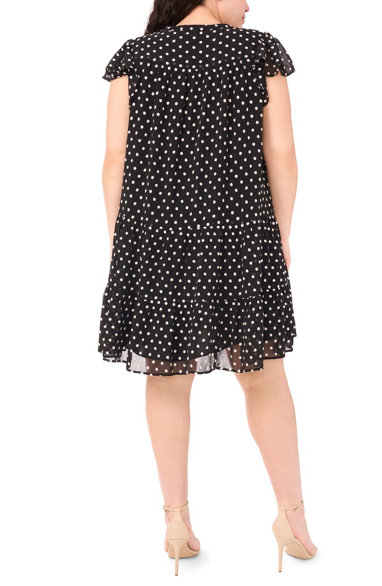 CeCe Floral Embroidered Flutter Sleeve Tiered Dress, Alternate, color, 