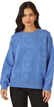 Yumi Heart Detail Relaxed Knit Sweater