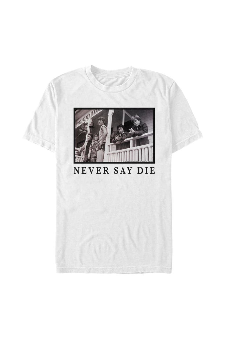 Men's The Goonies Never Say Die Photo Graphic T-Shirt, Main, color, White