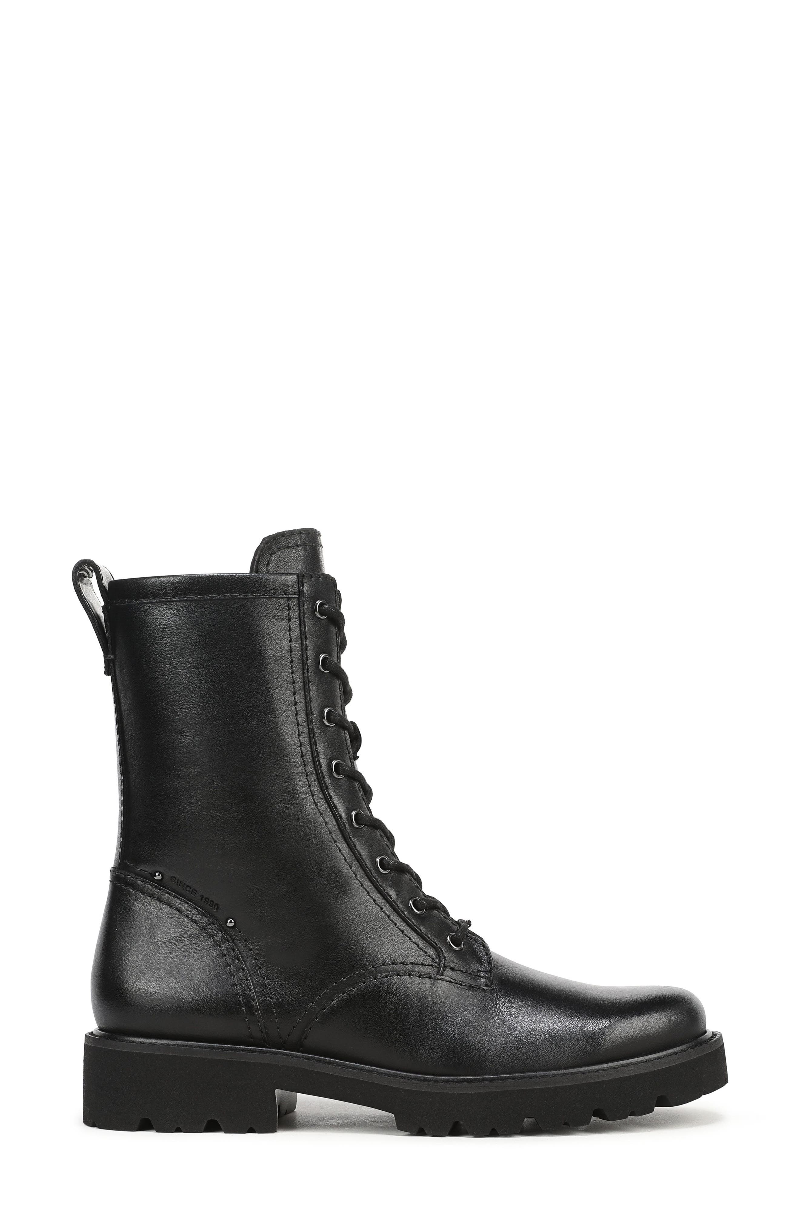 Safira Leather Combat Boot, Alternate, color, BLACK LEATHER