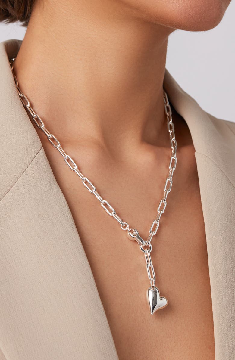 JENNY BIRD Puffy Heart Charm Paper Clip Chain Necklace, Alternate, color, 