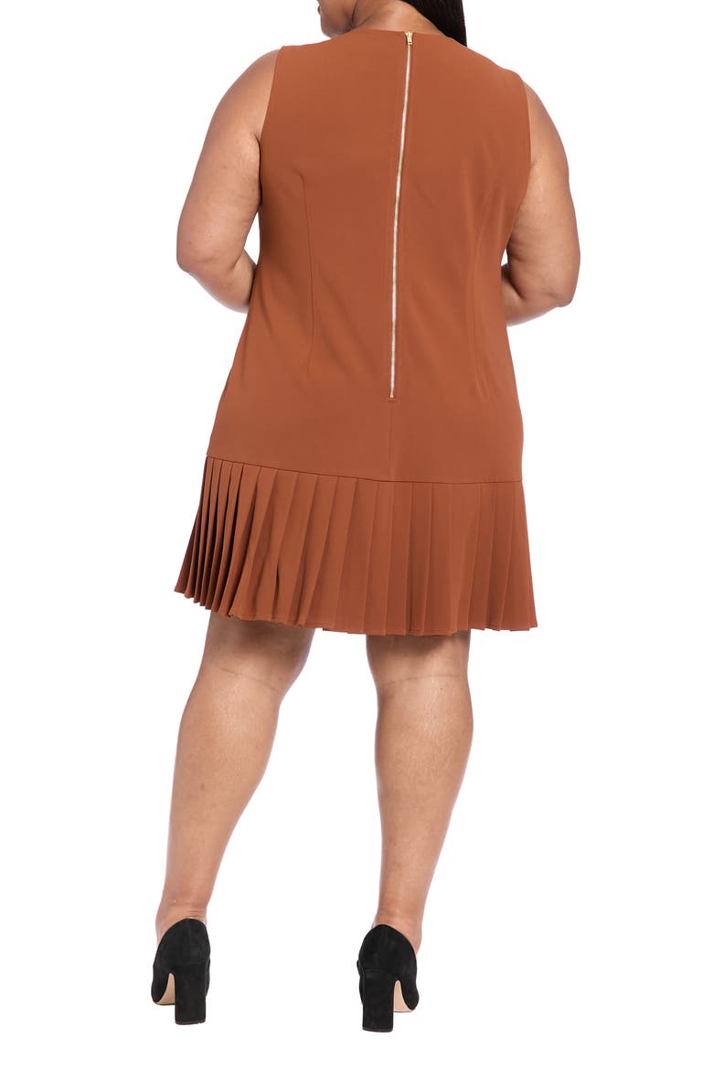Pleated Sheath Dress, Alternate, color, CEDAR BROWN