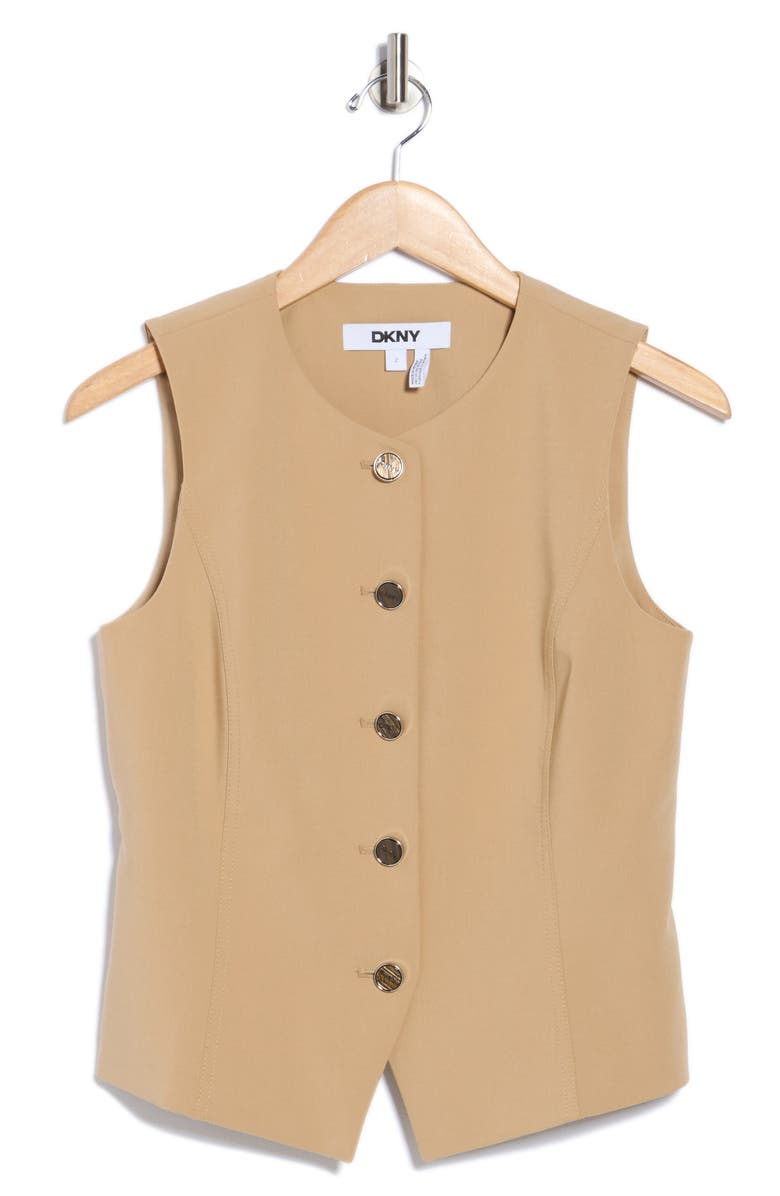 DKNY Button Front Vest, Alternate, color, Travertine