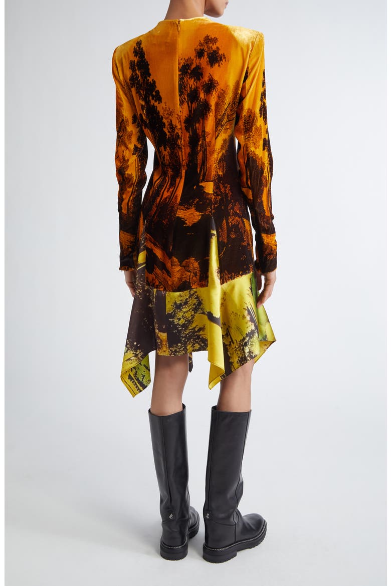 Tuscan Print Mock Neck Long Sleeve Velvet Dress, Alternate, color, MULTICOLOR PRINT