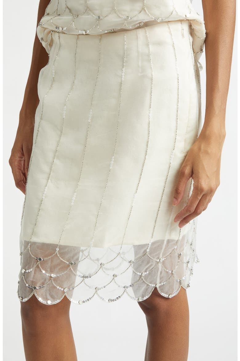 Triumph Beaded Silk Organza Skirt, Alternate, color, IVORY