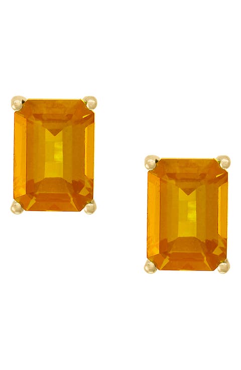 14K Yellow Gold Citrine Stud Earrings