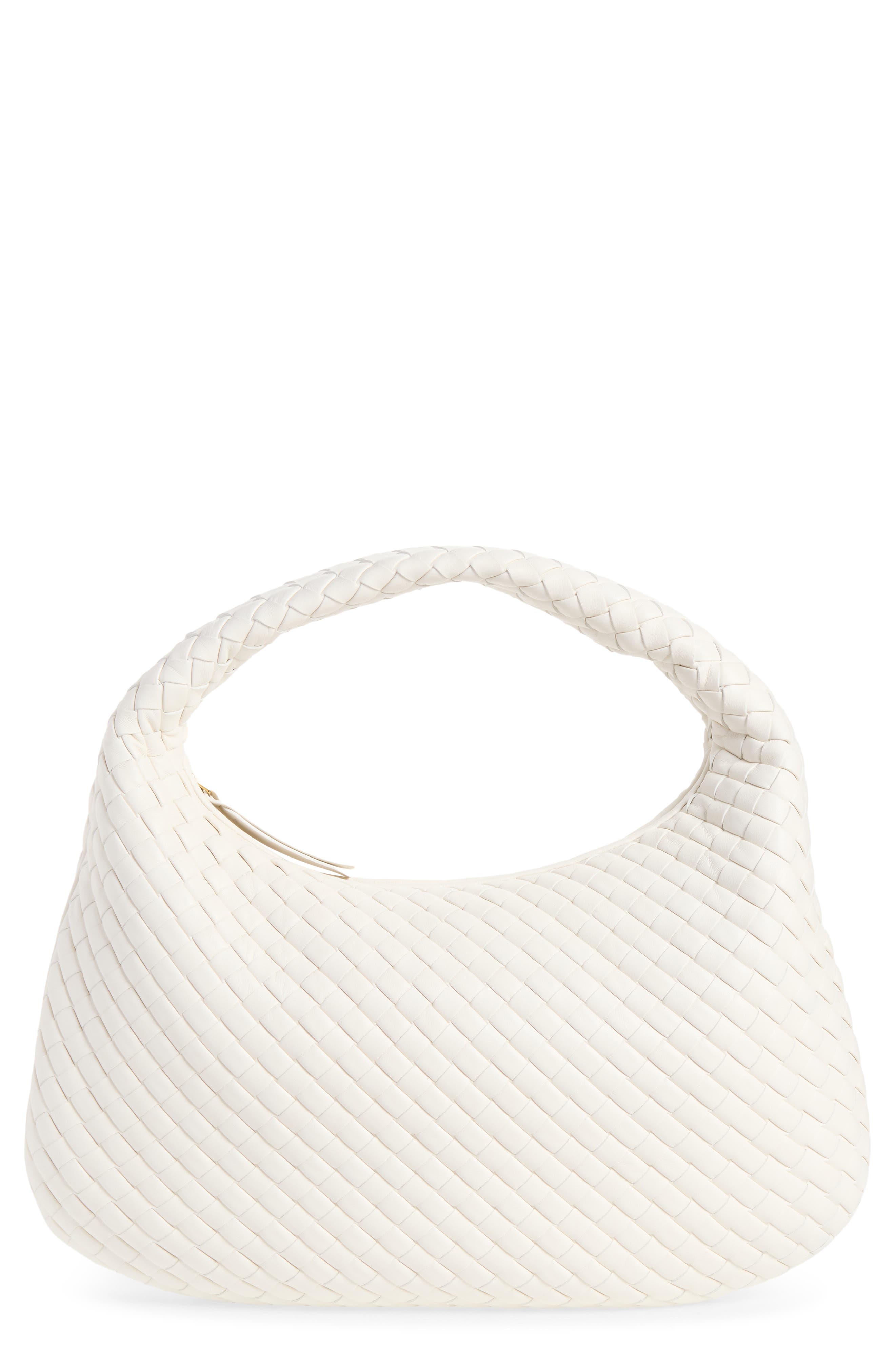 Veneta Medium Leather Shoulder Bag, Main, color, 9537 ALABASTER-MUSE BRASS