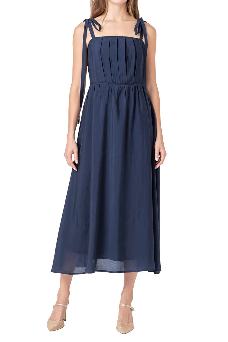 Pleated Fit & Flare Sundress, Alternate, color, NAVY