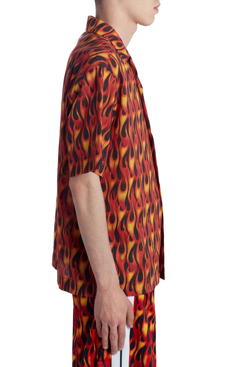 Palm Angels Burning Bowling Shirt, Alternate, color,