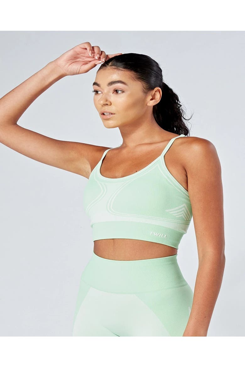 Recycled Color Block Body Fit Seamless Sports Bra, Alternate, color, Green