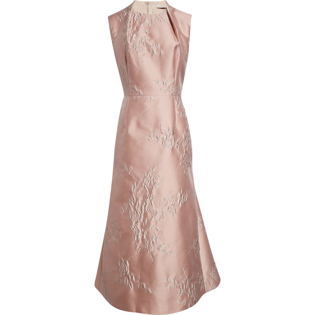 Shop Emilia Wickstead Kissa Rose Jacquard Midi Dress In Pink