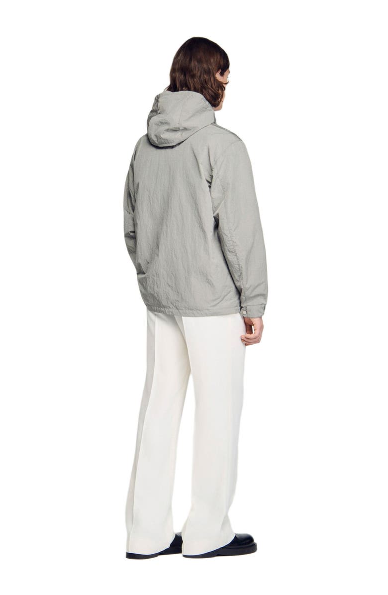 SANDRO Technical hooded zip-up jacket, Alternate, color, Aluminum