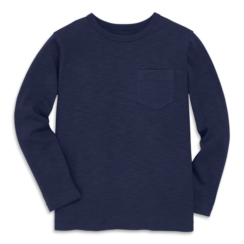 Primary Kids Long Sleeve Slub Pocket Tee In Blue