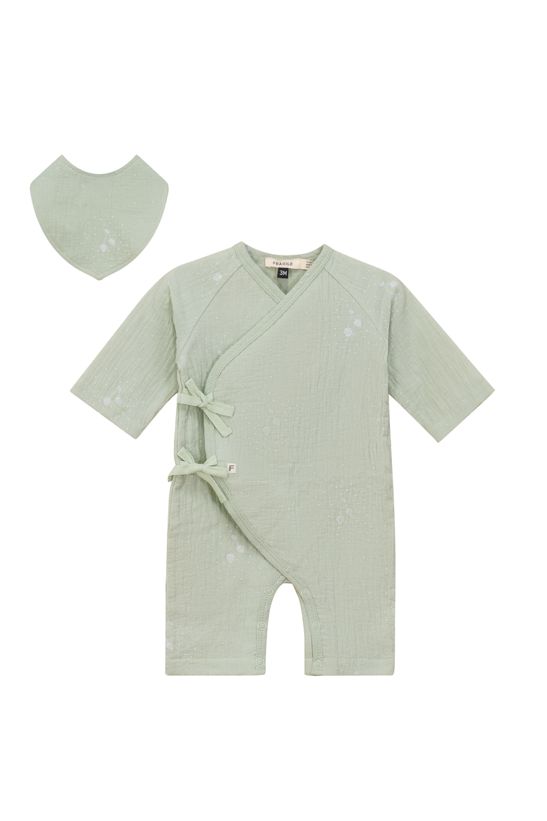 Strawberry Wrap Muslin Romper, Main, color, Mint