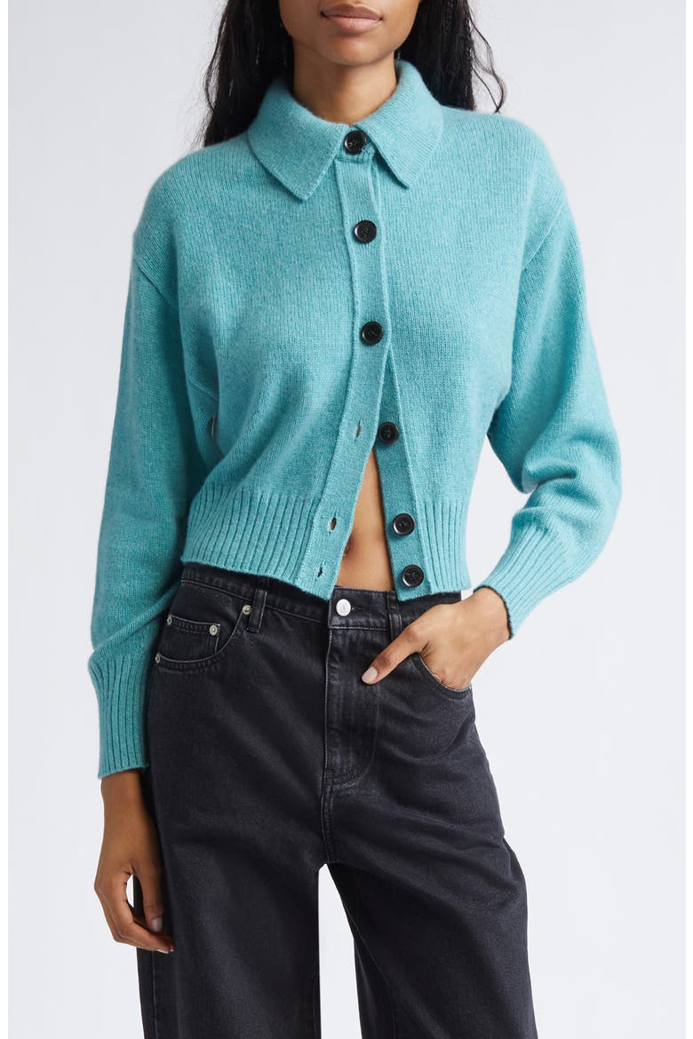 Rocia Cashmere Crop Cardigan, Main, color, TEAL