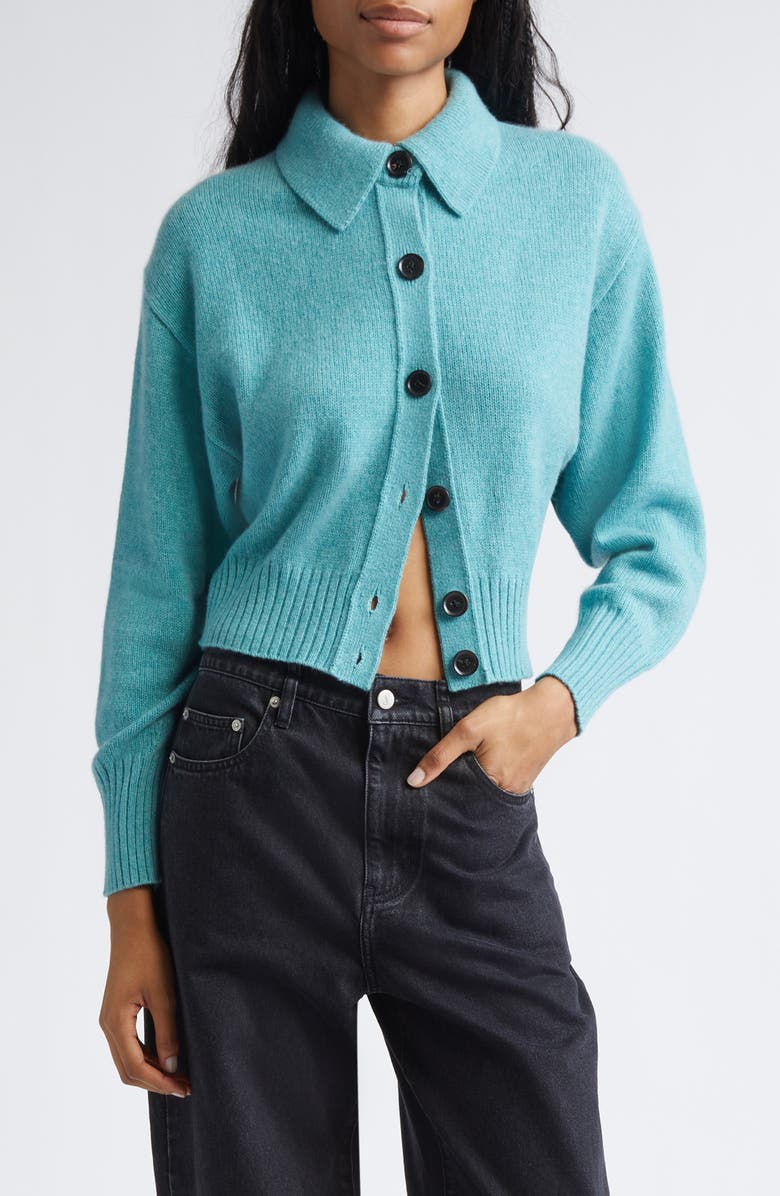 Proenza Schouler Rocia Cashmere Crop Cardigan, Main, color, Teal