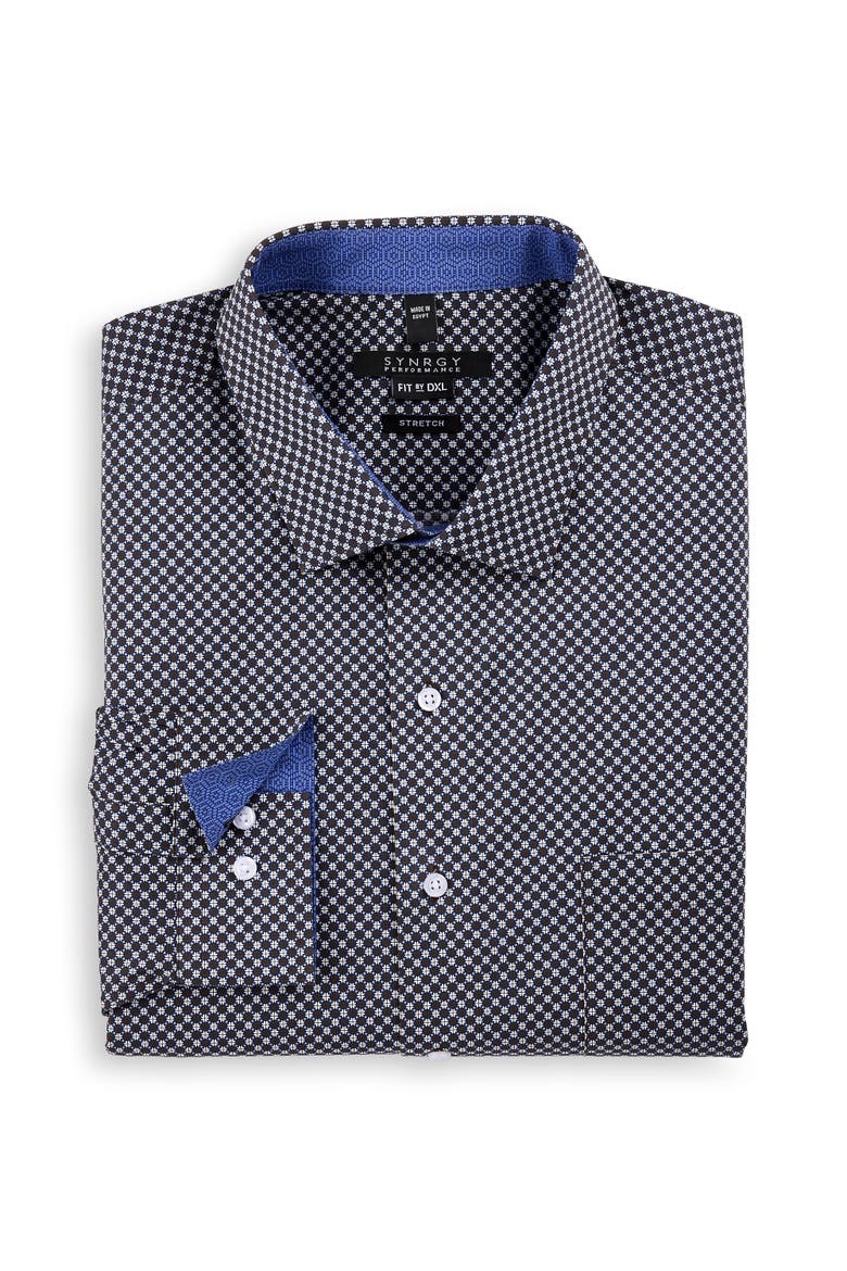 Big & Tall Star Patterned Performance Dress Shirt, Main, color, MULTI