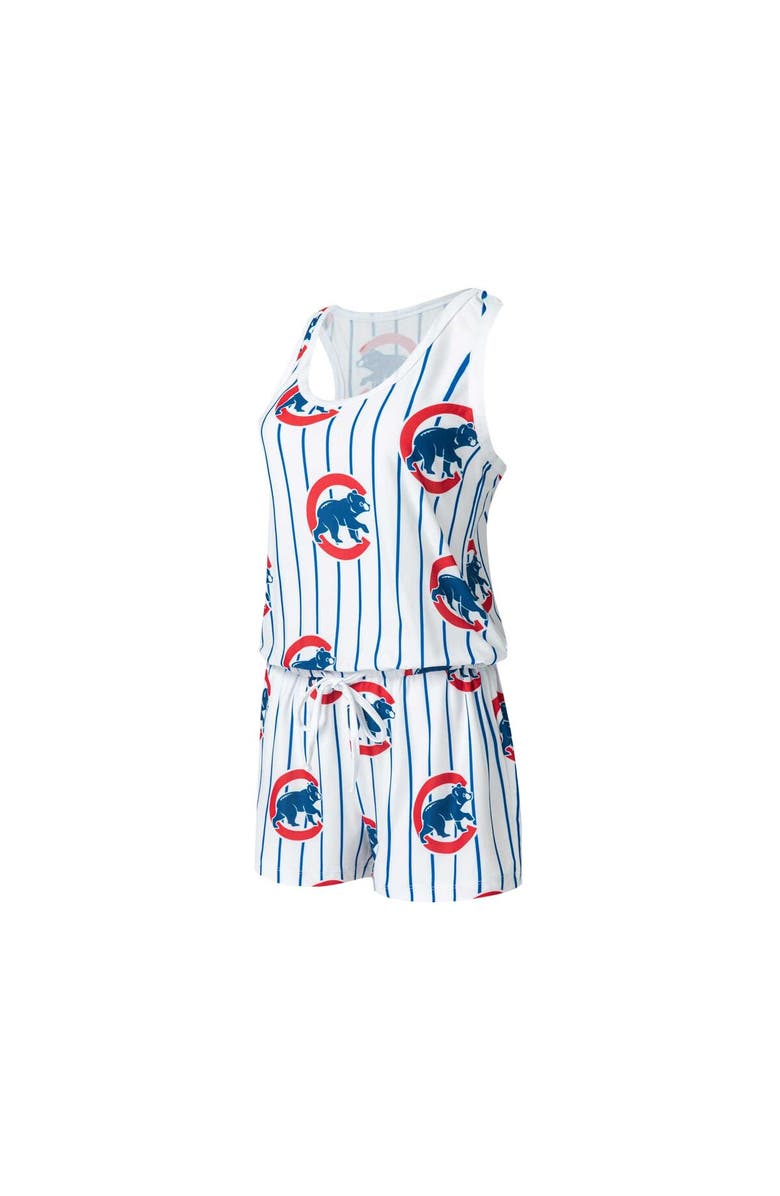 CONCEPTS SPORT Women's Concepts Sport White Chicago Cubs Reel Pinstripe Knit Romper, Alternate, color, 