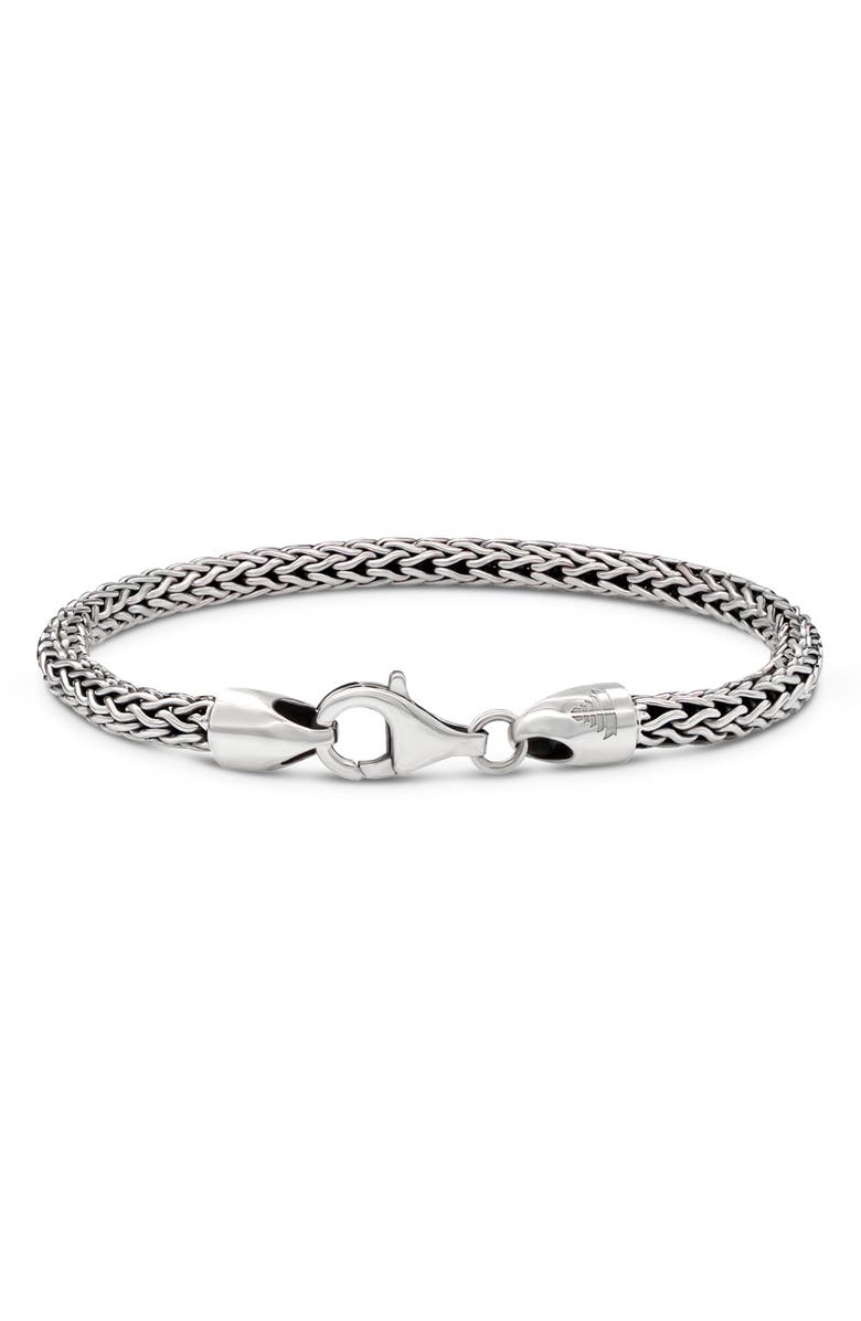 DEVATA Gender Inclusive Sterling Silver Dragon Bone Round 4mm Chain Bracelet, Alternate, color, 