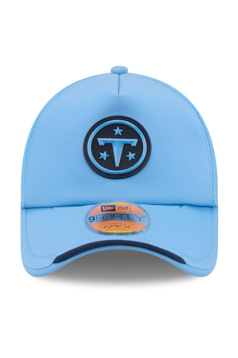 Men's New Era Light Blue Tennessee Titans 2026 Sideline Apex 9FORTY Adjustable Trucker Hat, Alternate, color, Light Blue