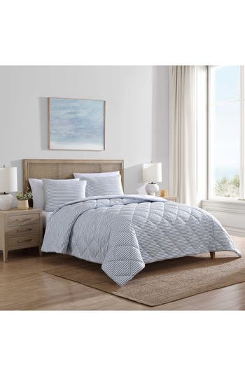 Nautica Windsor Stripe Seersucker Comforter Set In Chambray Blue